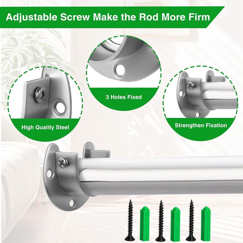 Haikole Heavy Duty Closet Rod Bracket - 2 Pack Stainless Steel U-Shaped Flange Sockets for 1-1/2" Rods, Rust-Proof Wall Mount Brackets with Screws & Anchors, Kitchen/Bathroom/Balcony Organizer(Silver) - Image 3